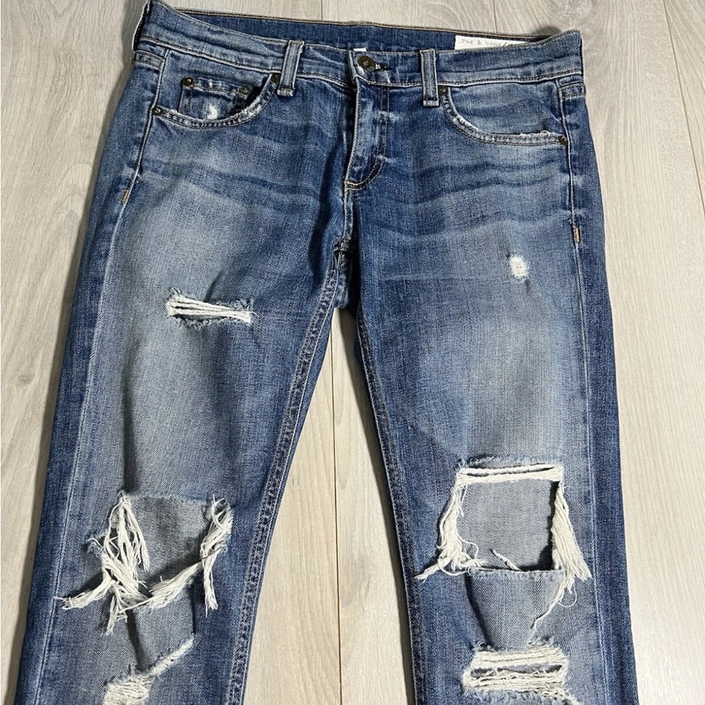 Rag Bone Blue Cotton Stretch The Slim Boyfriend Crop Jeans Sz 25 - Picture 4 of 10